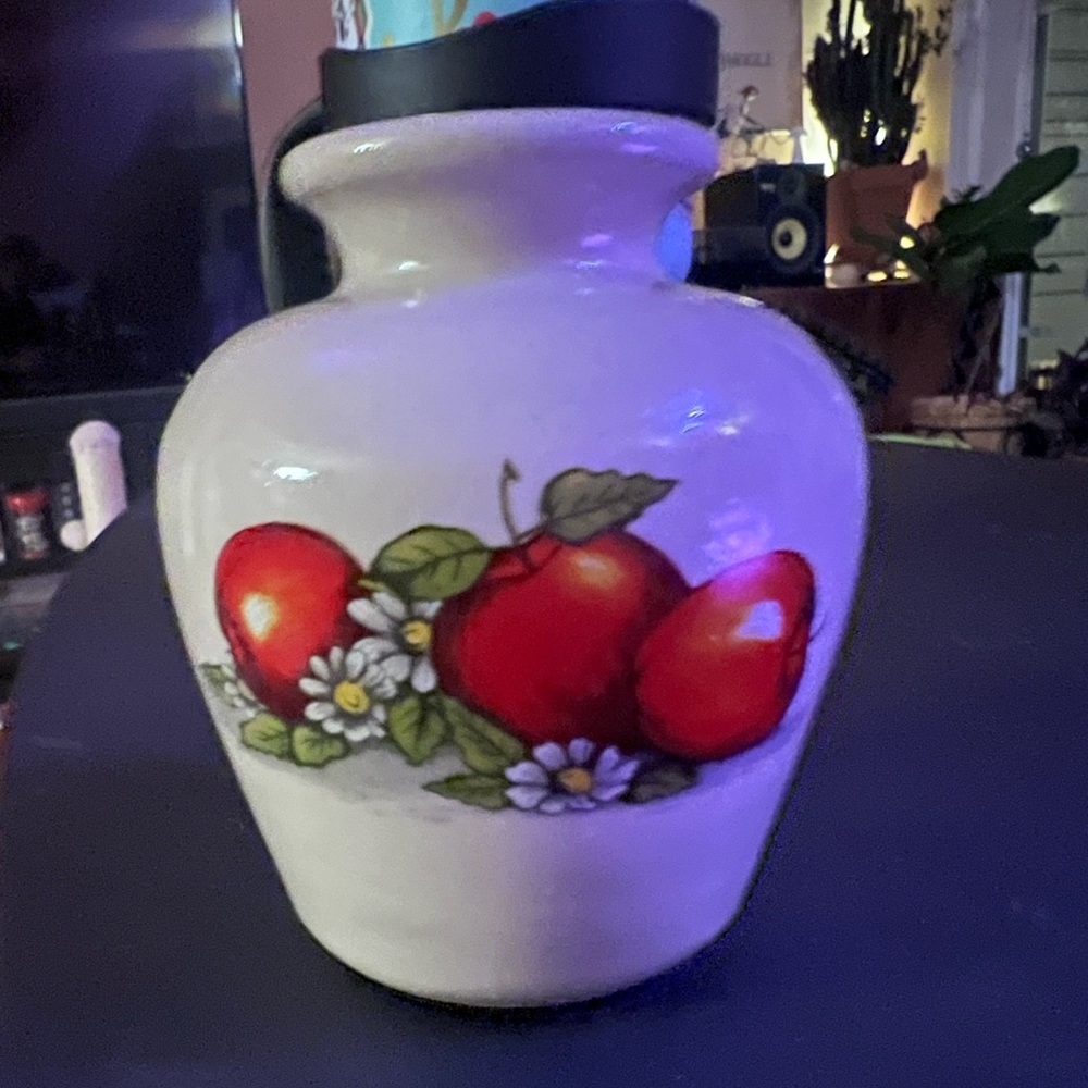 Vintage Shaker & Thangs Pottery Apple and flowers vase